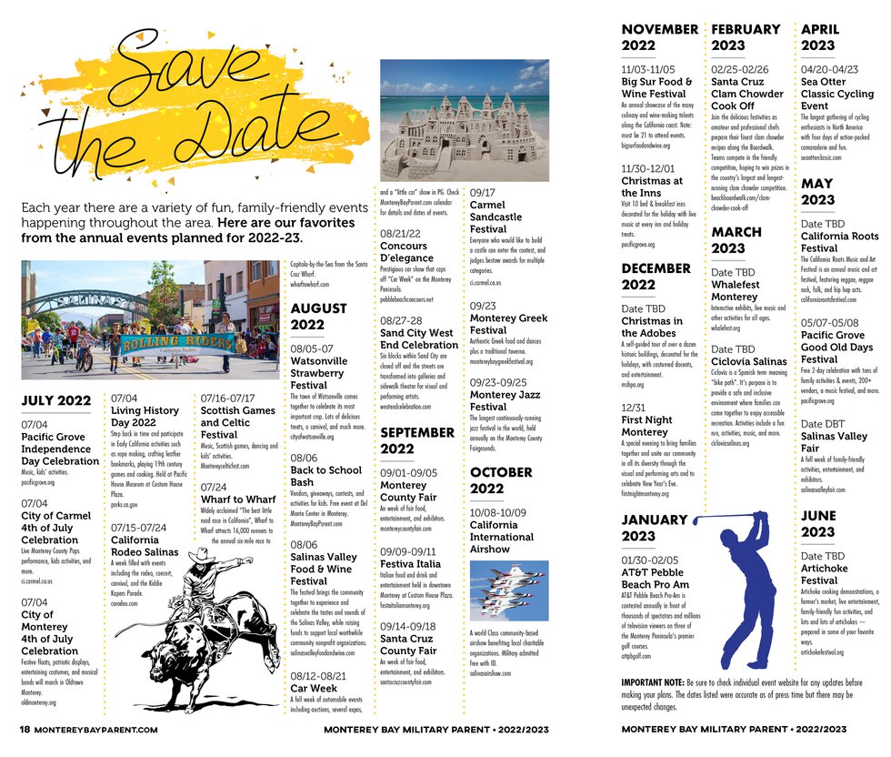 Yearly Events You'll Want to Plan to Attend - Monterey Bay Parent Magazine